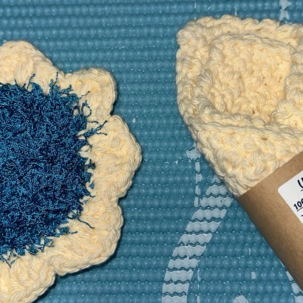 Solid Apricot and Royal Blue Handmade Cotton Multi Use Washcloth Set